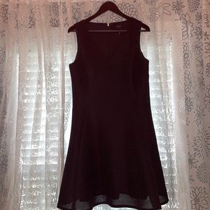 DKNY Black Textured Skater Dress